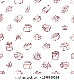 Snacks set. Background for printing, design, web. Usable as icons. Seamless. Binary color.