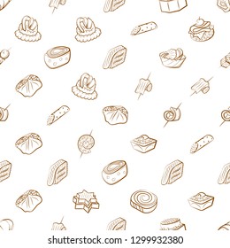 Snacks set. Background for printing, design, web. Usable as icons. Seamless. Binary color.