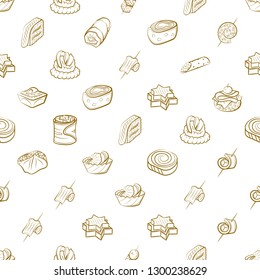 Snacks set. Background for printing, design, web. Usable as icons. Seamless. Binary color.