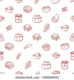 Snacks set. Background for printing, design, web. Usable as icons. Seamless. Binary color.