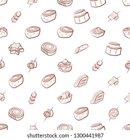 Snacks set. Background for printing, design, web. Usable as icons. Seamless. Binary color.