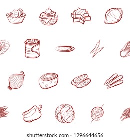 Snacks, Table setting and Vegetables set. Background for printing, design, web. Usable as icons. Seamless. Binary color.