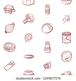 Snacks, Table setting and Vegetables set. Background for printing, design, web. Usable as icons. Seamless. Binary color.