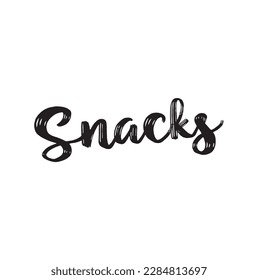 Snacks text on white background. Vector illustration.