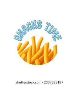 snacks  timeText with colorful french fries illustration , snacks illustration, daily planner sticker snacks time text with french fries , Digital planner sticker element, french fries illustration 