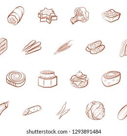 Snacks and Vegetables set. Background for printing, design, web. Usable as icons. Seamless. Binary color.