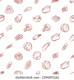 Snacks and Vegetables set. Background for printing, design, web. Usable as icons. Seamless. Binary color.
