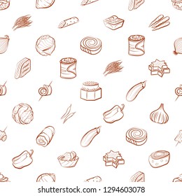 Snacks and Vegetables set. Background for printing, design, web. Usable as icons. Seamless. Binary color.