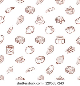 Snacks and Vegetables set. Background for printing, design, web. Usable as icons. Seamless. Binary color.