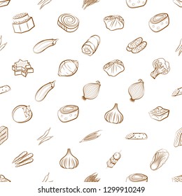 Snacks and Vegetables set. Background for printing, design, web. Usable as icons. Seamless. Binary color.