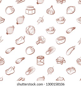 Snacks and Vegetables set. Background for printing, design, web. Usable as icons. Seamless. Binary color.
