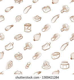 Snacks and Vegetables set. Background for printing, design, web. Usable as icons. Seamless. Binary color.