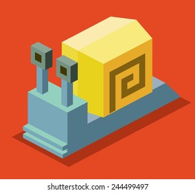 snail. 3d pixelate isometric vector