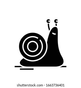 Snail adventures black icon, concept illustration, vector flat symbol, glyph sign.