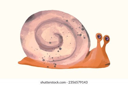 Snail, Animal wildlife watercolor vector illustration.