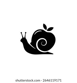 Snail apple logo design black silhouette icon.