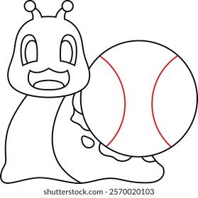 Snail Baseball Baseball bat Animal Vector Graphic Art Illustration