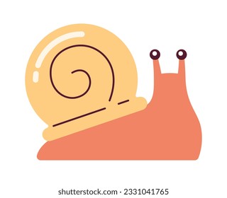 Snail with big golden spiral shell semi flat colour vector object. Editable cartoon clip art icon on white background. Simple spot illustration for web graphic design