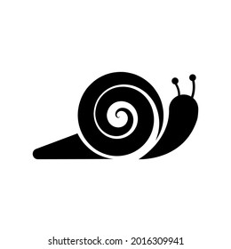 Snail black on a white background, logo for design, vector illustration