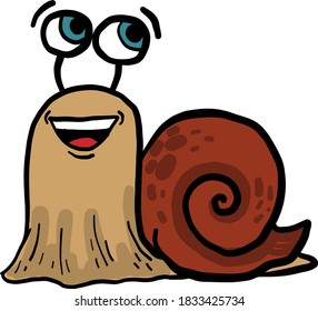 Snail with blue eyes, illustration, vector on white background