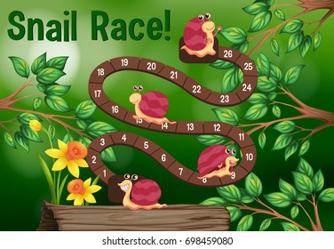 Snail board game in nature 
