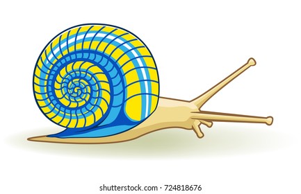 Snail bright shell drawn by hand.vector illustration.
