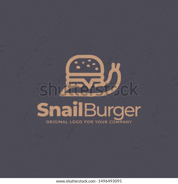 Snail Burger Logo Creative Food Logo Animals Wildlife Food And