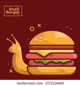 snail burger with red background