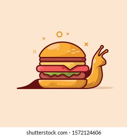snail burger with soft pink background