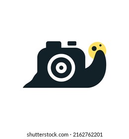 Snail and camera logo design, silhouette style