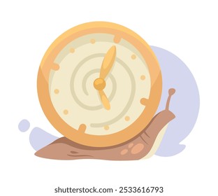 Caracol llevar lentamente con el dial del reloj en su Ilustración vectorial posterior