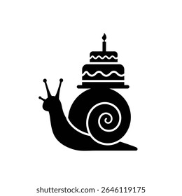 Snail carrying birthday cake sweet treat celebration.