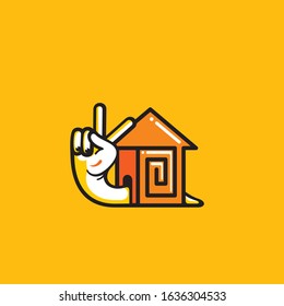 The snail is carrying a house. Snail symbol of construction.