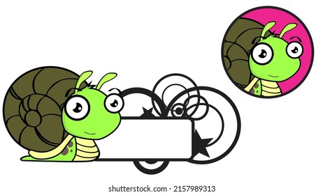 snail cartoon billboard sticker pack in vector format