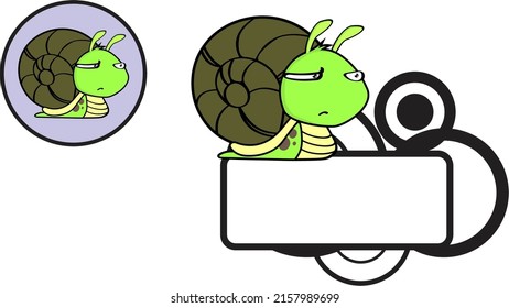 snail cartoon billboard sticker pack in vector format
