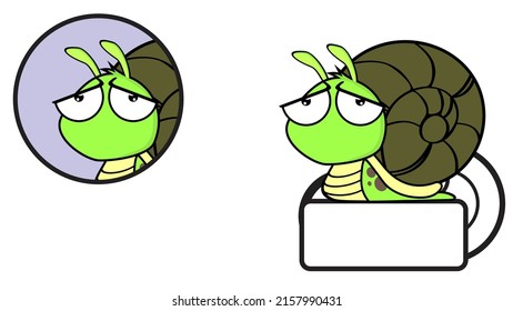 snail cartoon billboard sticker pack in vector format