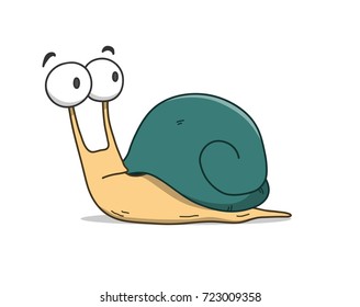 Snail Cartoon, a hand drawn vector cartoon illustration of a cute snail.