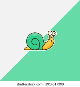 Snail cartoon logo illustration, flat design, vector eps 10