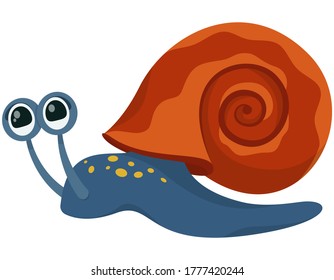 Snail in cartoon style. Slow animal isolated on white background.