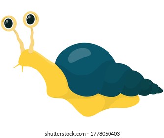 Snail in cartoon style. Very slow animal.