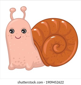 Snail. Cartoon vector illustration. For farm set.  