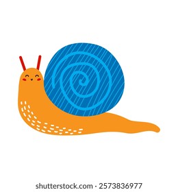 Snail character. For use in children books, educational materials, or as fun element in nature-themed projects and designs