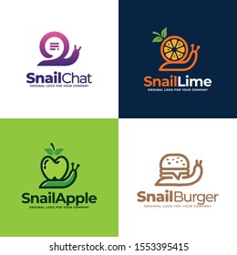 Snail, chat, lime, apple, burger logo design template. Creative unique Logo design collection. Original logo design inspiration.