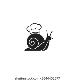Snail chef logo design gastronomy cooking icon.