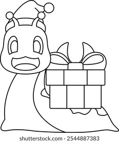 Snail Christmas Santa hat Animal Vector Graphic Art Illustration