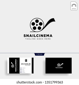 snail cinema movie video simple art film logo template vector illustraition