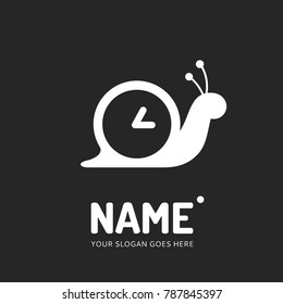 Snail clock logotype. Vector logo design. Business concept icon.