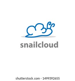snail cloud logo design- vector illustration