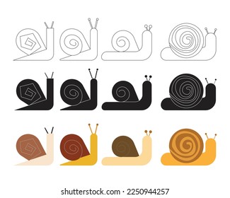snail collection hand drawn set