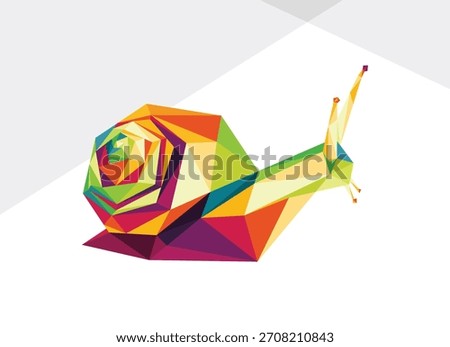 Snail Colorful vector illustration. Snail Colorful Polygonal Low Poly Illustration. Colorful snail illustration for kids animal book